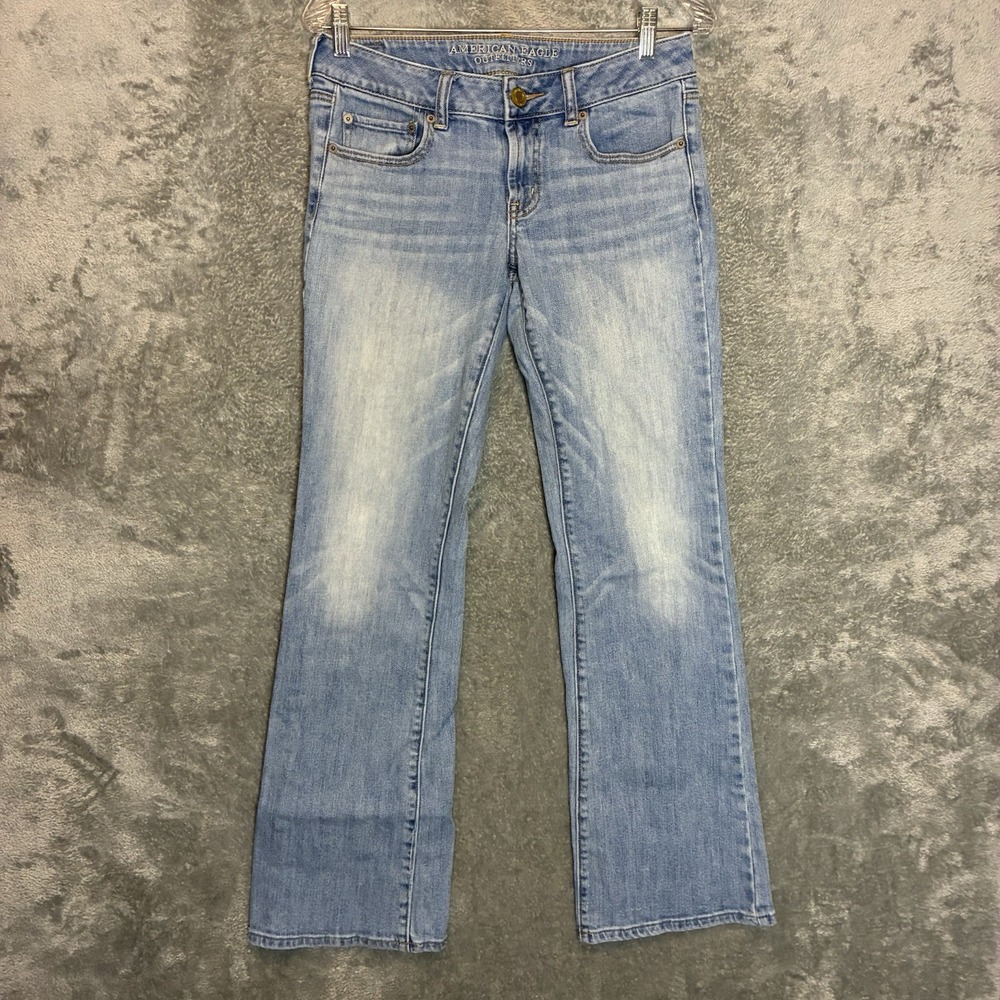 American Eagle Womens Favorite Boyfriend Jeans 8 Long Low Rise Flare Y2K Stretch